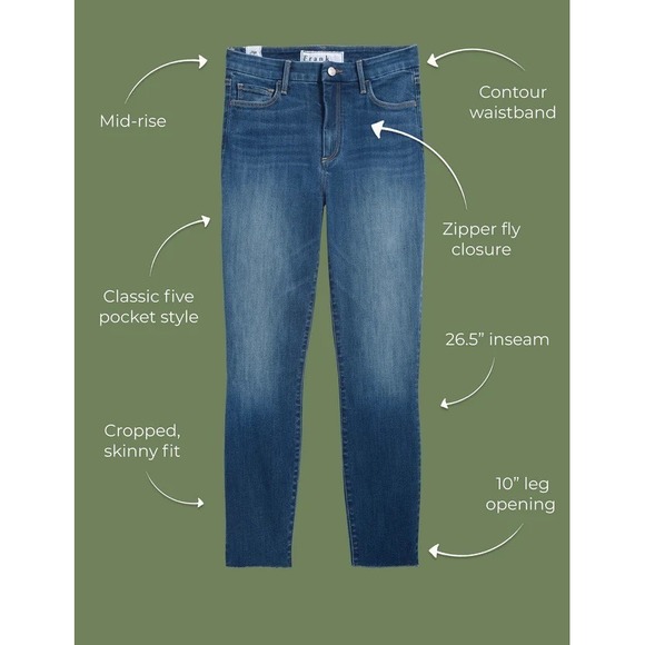 Frank & Eileen Sligo Italian Power Denim 1999 Wash Blue Cropped Jeans 29 Preppy - Picture 12 of 12